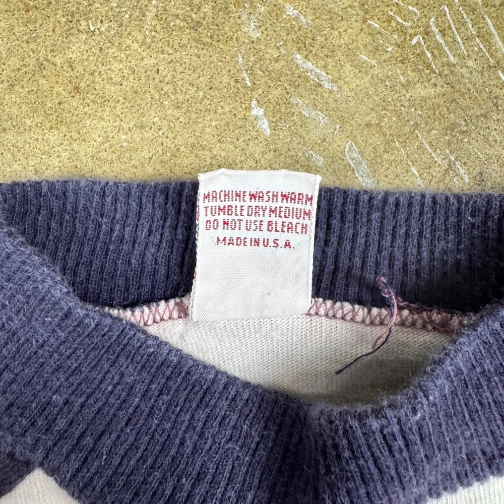 Vintage Donmoor‎ Kids Crewneck Raglan T-Shirt Blue White 70s USA Made Size 8